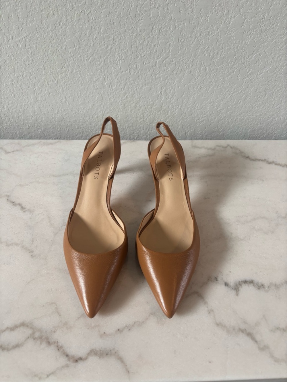 Talbots Cognac Leather Pointed Toe Slingback Pumps